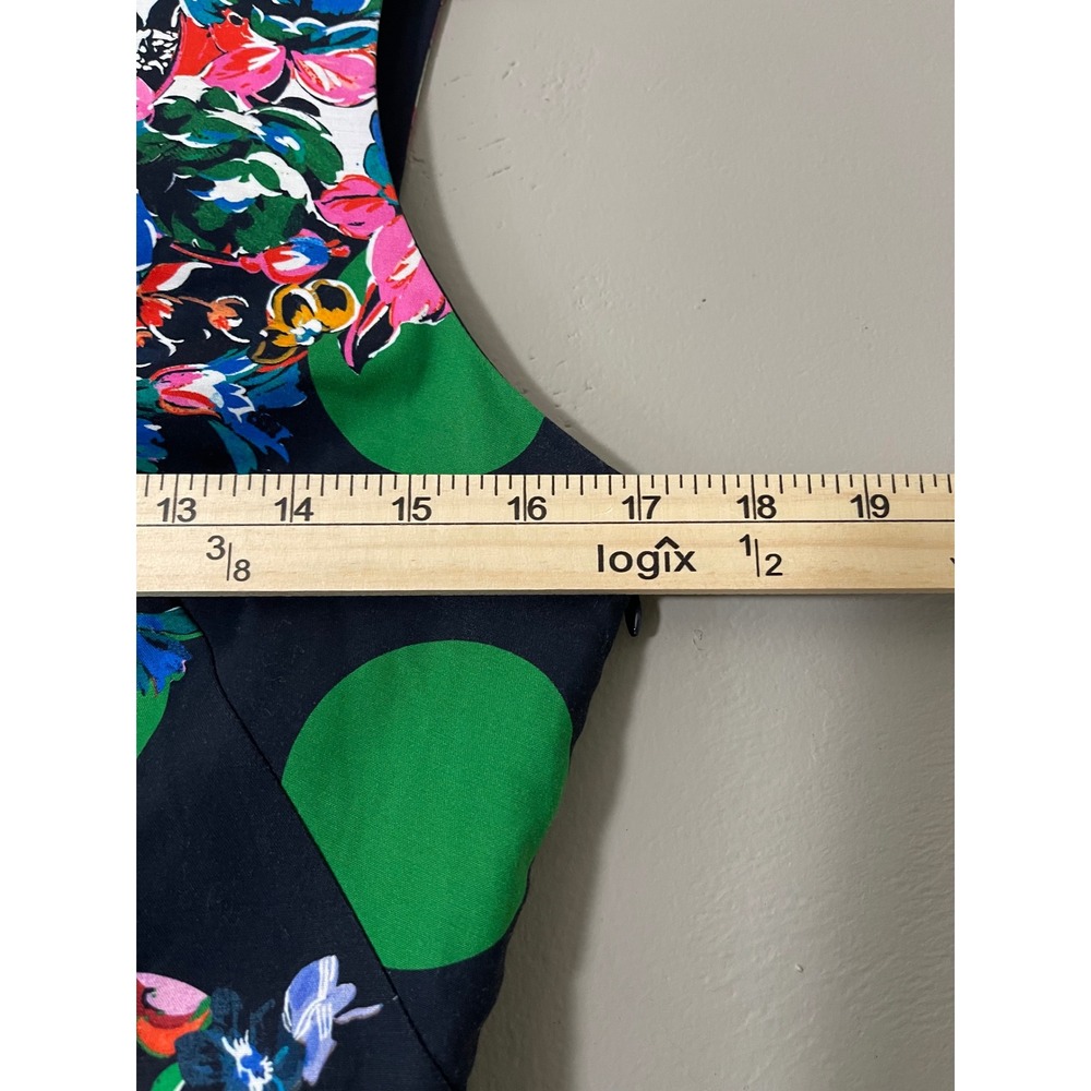 Maeve Anthropologie Womens Floral Polka Dot Mixed Print Open Back Dress Size 8 - Picture 5 of 9